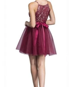 Cocktail Dresses Aspeed Design - Short Halter Lace Bodice Dress D136 - 1 Pc Burgundy In Size XS Available 7 Cocktail Dresses Aspeed Design - Short Halter Lace Bodice Dress D136 - 1 Pc Burgundy In Size XS Available