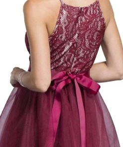 Cocktail Dresses Aspeed Design - Short Halter Lace Bodice Dress D136 - 1 Pc Burgundy In Size XS Available 8 Cocktail Dresses Aspeed Design - Short Halter Lace Bodice Dress D136 - 1 Pc Burgundy In Size XS Available