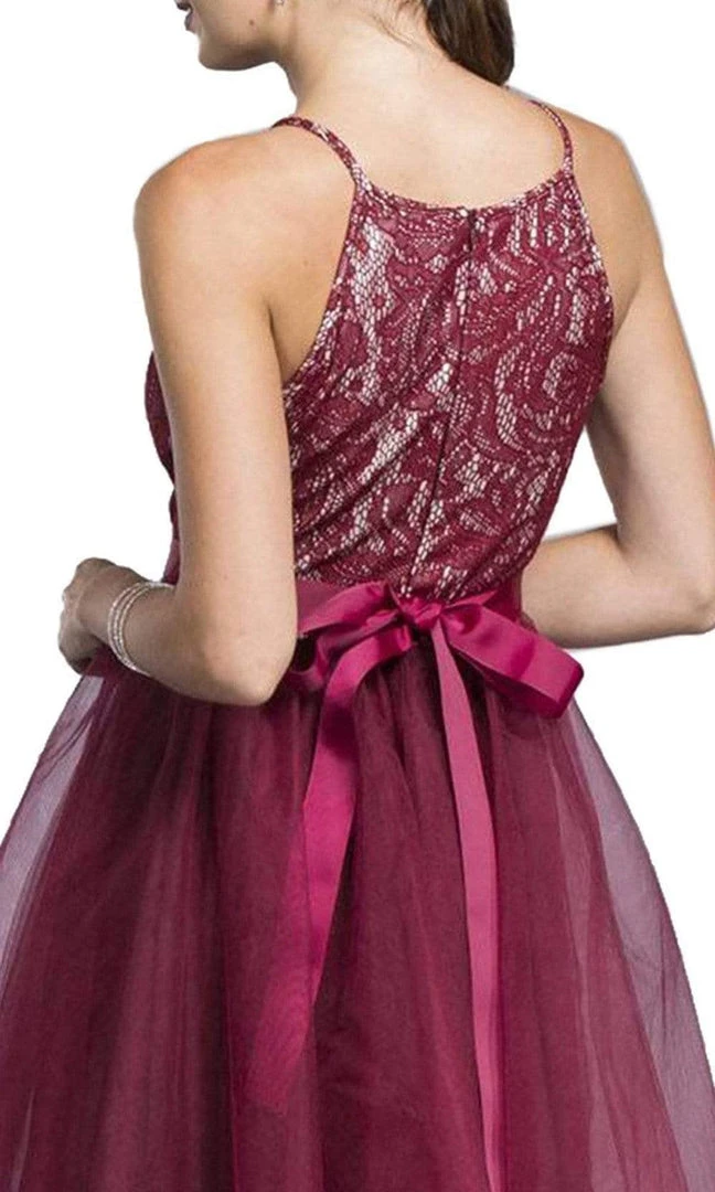 Cocktail Dresses Aspeed Design - Short Halter Lace Bodice Dress D136 - 1 Pc Burgundy In Size XS Available 5 Cocktail Dresses Aspeed Design - Short Halter Lace Bodice Dress D136 - 1 Pc Burgundy In Size XS Available