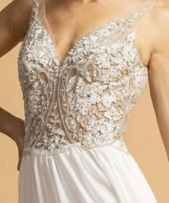 Formal Gowns Aspeed Design - V-Neck Beaded A-Line Dress L2090 - 1 Pc Blush In Size XXS Available