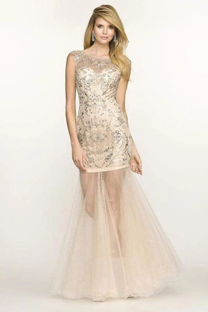SCALA BG Haute - G3223 Sleeveless Sheer Mermaid Dress - 1 Pc Champagne Silver In Size 6 Available 3 SCALA BG Haute - G3223 Sleeveless Sheer Mermaid Dress - 1 Pc Champagne Silver In Size 6 Available