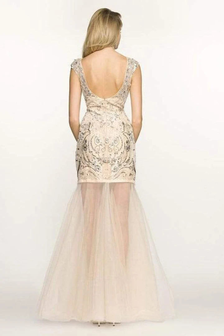 SCALA BG Haute - G3223 Sleeveless Sheer Mermaid Dress - 1 Pc Champagne Silver In Size 6 Available 4 SCALA BG Haute - G3223 Sleeveless Sheer Mermaid Dress - 1 Pc Champagne Silver In Size 6 Available