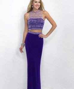 Blush By Alexia Designs Formal Gowns Blush - 11055 Crystal Encrusted Cropped Top Sheath Dress 11 Blush By Alexia Designs Formal Gowns Blush - 11055 Crystal Encrusted Cropped Top Sheath Dress