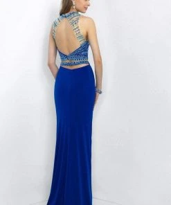 Blush By Alexia Designs Formal Gowns Blush - 11055 Crystal Encrusted Cropped Top Sheath Dress 10 Blush By Alexia Designs Formal Gowns Blush - 11055 Crystal Encrusted Cropped Top Sheath Dress