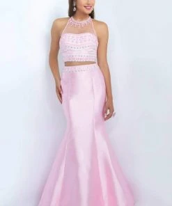 Blush By Alexia Designs Blush - 11084 Crystal-encrusted Halter Neck Trumpet Gown