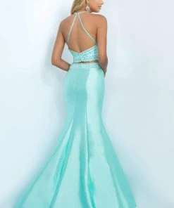 Blush By Alexia Designs Blush - 11084 Crystal-encrusted Halter Neck Trumpet Gown