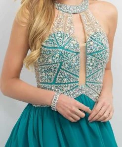 Blush By Alexia Designs Blush - 11164 Embellished Illusion High Neck A-line Dress Cocktail Dresses 8 Blush By Alexia Designs Blush - 11164 Embellished Illusion High Neck A-line Dress Cocktail Dresses