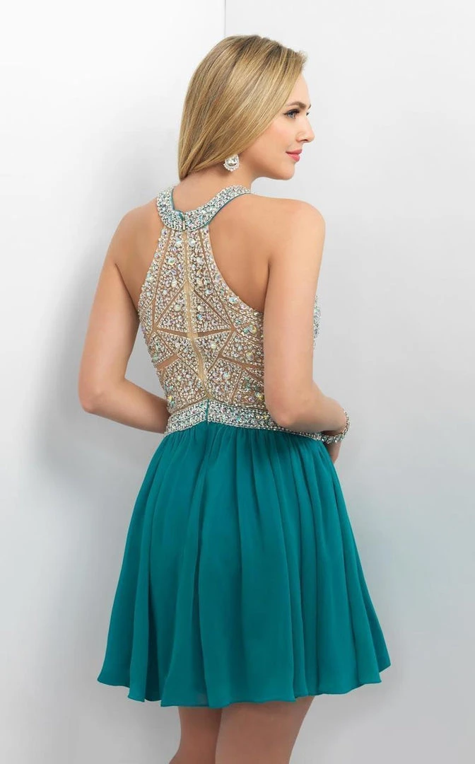 Blush By Alexia Designs Blush - 11164 Embellished Illusion High Neck A-line Dress Cocktail Dresses 4 Blush By Alexia Designs Blush - 11164 Embellished Illusion High Neck A-line Dress Cocktail Dresses