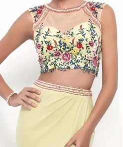 Blush By Alexia Designs Blush - 11283 Floral Embroidered Illusion Sheath Gown Formal Gowns