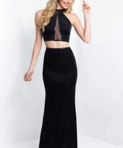 Blush By Alexia Designs Blush - 11524 Two-Piece Illusion Cutout Halter Sheath Gown Formal Gowns