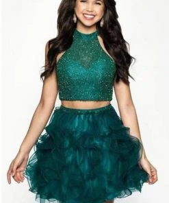 Blush By Alexia Designs Blush - 11620 Embellished Two Piece Ruffled A-line Dress