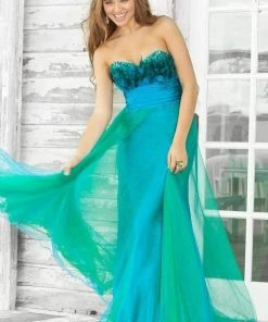 Blush By Alexia Designs Blush - 5105 Feathered Sweetheart Chiffon A-Line Gown Formal Gowns