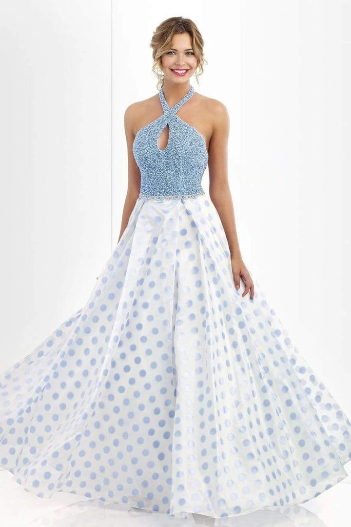Blush By Alexia Designs Blush - 5516 Embellished Halter Neck Polka Dot Printed Ball Gown 4 Blush By Alexia Designs Blush - 5516 Embellished Halter Neck Polka Dot Printed Ball Gown