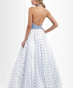 Blush By Alexia Designs Blush - 5516 Embellished Halter Neck Polka Dot Printed Ball Gown 7 Blush By Alexia Designs Blush - 5516 Embellished Halter Neck Polka Dot Printed Ball Gown