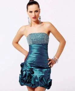 Blush By Alexia Designs Cocktail Dresses Blush - 9083 Glittering Strapless Rosette Mini Party Dress