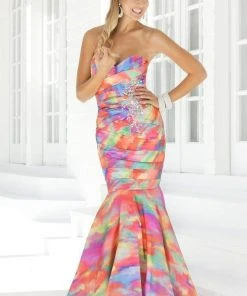 Blush By Alexia Designs Blush - 9316 Strapless Multi Color Pleated Mermaid Gown Formal Gowns