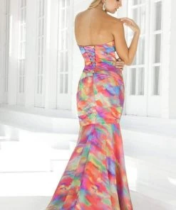 Blush By Alexia Designs Blush - 9316 Strapless Multi Color Pleated Mermaid Gown Formal Gowns