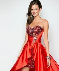 Blush By Alexia Designs Formal Gowns Blush - 9508 Brooch Accented Sweetheart High-Low Gown