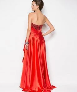 Blush By Alexia Designs Formal Gowns Blush - 9508 Brooch Accented Sweetheart High-Low Gown