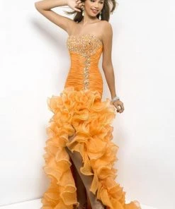 Blush By Alexia Designs Blush - 9517 Strapless Pleated Ruffled Long Gown With Slit Formal Gowns 8 Blush By Alexia Designs Blush - 9517 Strapless Pleated Ruffled Long Gown With Slit Formal Gowns