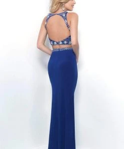 Blush By Alexia Designs Blush - Beaded Cropped Top Bare Midriff Jersey Formal Set 11308 Formal Gowns