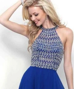 Blush By Alexia Designs Blush - Beaded Illusion High Halter A-Line Dress 11375