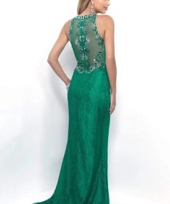 Blush By Alexia Designs - 11111 Halter Style Jewel Long Sheath Dress