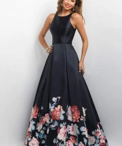 Formal Gowns Blush By Alexia Designs - 11136 Sleeveless Mikado Floral Detail Gown