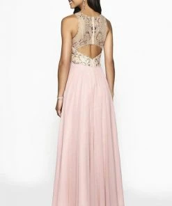Blush By Alexia Designs - 11715 Beaded Jewel Neck Chiffon A-line Dress Formal Gowns