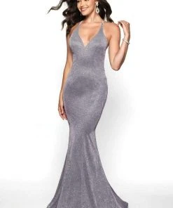 Formal Gowns Blush By Alexia Designs - 11726 Plunging V Neck Shimmer Mermaid Gown
