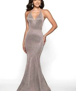 Formal Gowns Blush By Alexia Designs - 11726 Plunging V Neck Shimmer Mermaid Gown