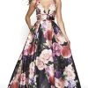 Blush By Alexia Designs - 11735 Plunging Floral Print Ballgown Formal Gowns 2 Blush By Alexia Designs - 11735 Plunging Floral Print Ballgown Formal Gowns
