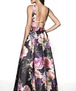 Blush By Alexia Designs - 11735 Plunging Floral Print Ballgown Formal Gowns 6 Blush By Alexia Designs - 11735 Plunging Floral Print Ballgown Formal Gowns