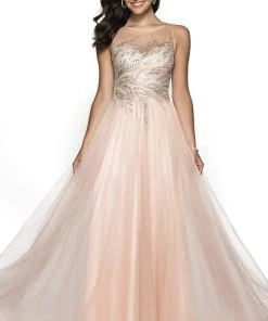 Formal Gowns Blush By Alexia Designs - 11748 Beaded Illusion Bateau A-Line Dress