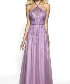 Blush By Alexia Designs - 11756 Beaded Halter Tulle A-line Dress Formal Gowns