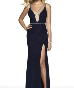 Formal Gowns Blush By Alexia Designs - 11764 Embellished Glitter Knit Trumpet Dress