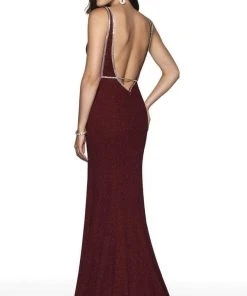 Formal Gowns Blush By Alexia Designs - 11764 Embellished Glitter Knit Trumpet Dress