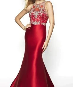 Blush By Alexia Designs - 11784 Beaded Mikado Sleeveless Trumpet Gown