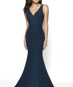 Blush By Alexia Designs - 11787 Glitter Knit Mermaid Dress With Train