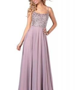 Blush By Alexia Designs - 11920 Jewel Beaded Top Flowy Chiffon Gown