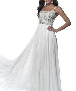 Blush By Alexia Designs - 11920 Jewel Beaded Top Flowy Chiffon Gown