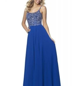 Blush By Alexia Designs - 11920 Jewel Beaded Top Flowy Chiffon Gown