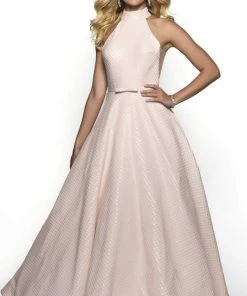 Blush By Alexia Designs - 5709 High Halter Ballgown With Open Back