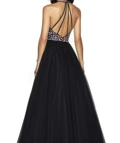 Blush By Alexia Designs - 5715 Beaded Halter Pleated Gown Formal Gowns