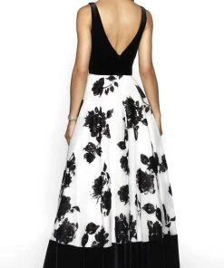 Blush By Alexia Designs - 5725 V-Neck Floral A-Line Dress