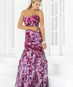 Blush By Alexia Designs - 9336 Strapless Floral Sequined Trumpet Gown