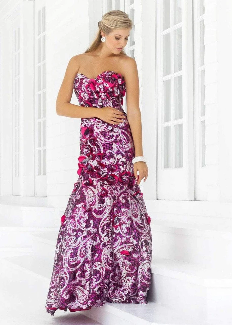 Blush By Alexia Designs - 9336 Strapless Floral Sequined Trumpet Gown 3 Blush By Alexia Designs - 9336 Strapless Floral Sequined Trumpet Gown