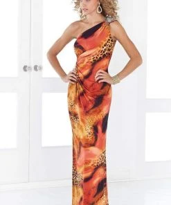Blush By Alexia Designs - 9379 Asymmetrical Animal Print Sheath Gown Formal Gowns 7 Blush By Alexia Designs - 9379 Asymmetrical Animal Print Sheath Gown Formal Gowns
