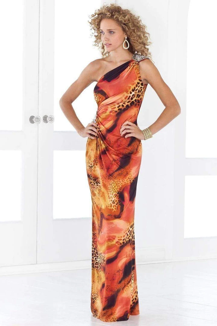 Blush By Alexia Designs - 9379 Asymmetrical Animal Print Sheath Gown Formal Gowns 5 Blush By Alexia Designs - 9379 Asymmetrical Animal Print Sheath Gown Formal Gowns