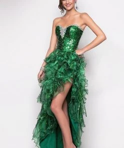 Blush By Alexia Designs - 9540 Strapless Ruffled Long Gown With Slit Formal Gowns